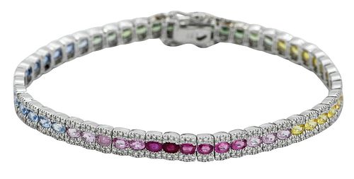 18kt. Multi Colored Sapphire and Diamond Bracelet