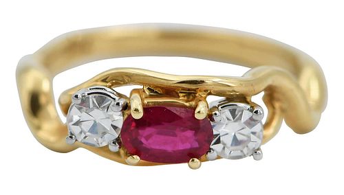 A La Pagode Ruby Diamond Ring