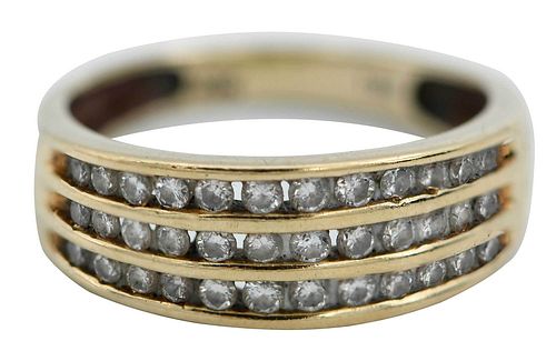 10kt. Three Band Diamond Ring