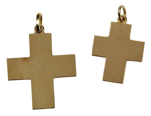 Two 18kt. Solid Gold Greek Crosses