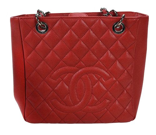 Chanel Red Caviar Petite Shopping Tote