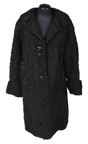 Persian Curled Black Lamb Wool Full Length Coat
