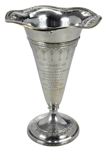 Sterling Trumpet Vase Horse Trophy