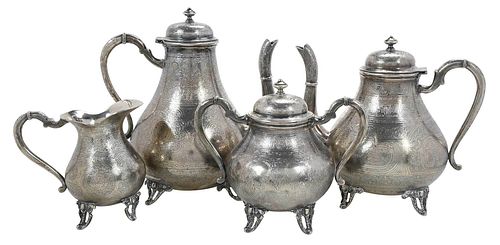 Four Piece Egyptian Silver Tea Service