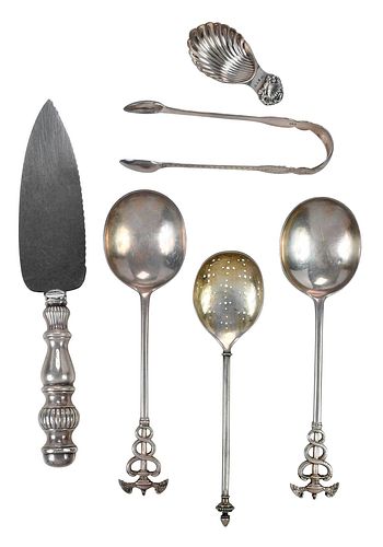 Six Pieces English and Continental Silver