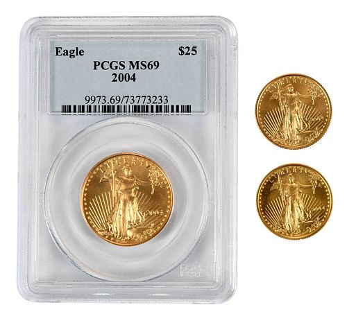 Three Fractional American Gold Eagle Coins 