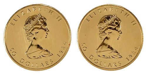 Two Canadian Gold Maple Leaf Coins 
