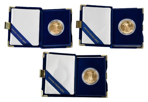Three Proof American Gold Eagle Coins 