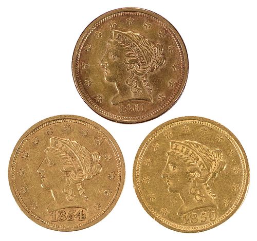 Three Liberty Head Gold $2-1/2 Coins