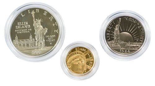 1986 Statue of Liberty Commemorative Three Coin Set 