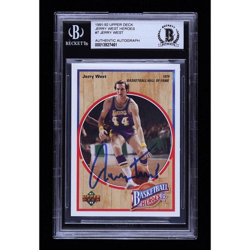 Jerry West Signed 1991-92 Upper Deck Jerry West Heroes #7 1979 Basketball / Hall of Fame (BGS)
