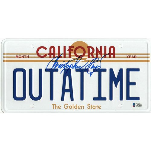 CHRISTOPHER LLOYD SIGNED AUTO BACK TO THE FUTURE LICENSE PLATE BECKETT