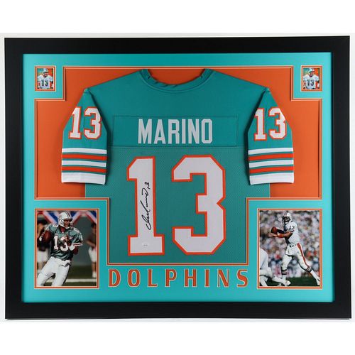 Dan Marino Signed 35x43 Custom Framed Jersey Display (JSA Hologram)