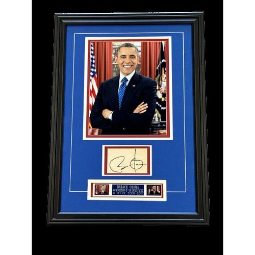 Barack Obama Signed Custom Framed Cut Display (JSA)
