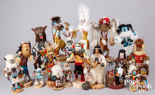 Collection of contemporary carved kachina figures