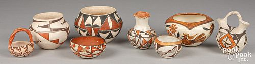 Vintage Acoma Pueblo Indian polychrome pottery pcs