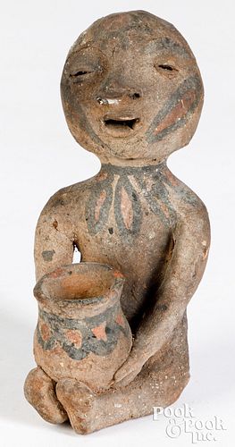 Tesuque Indian Rain God pottery figure, 19th c.