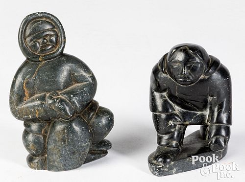 Two Inuit soapstone sculptures of human figures