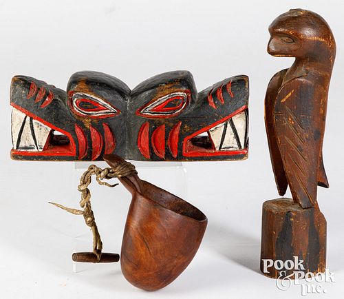 Pacific Northwest Coast Indian carved wood pieces