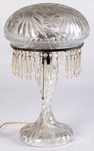 Cut glass table lamp