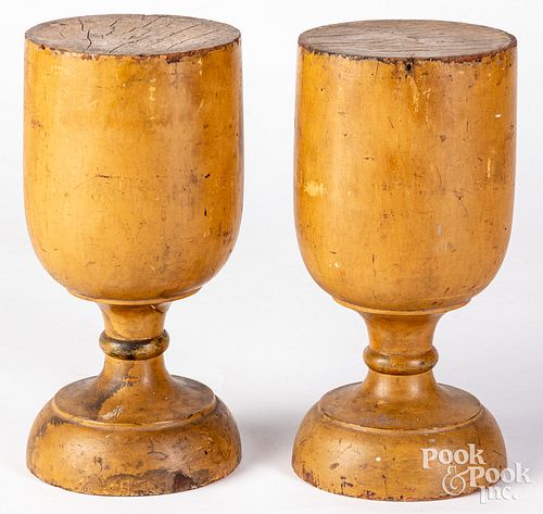 Pair of turned and painted chalices, late 19th c.
