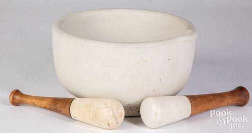 Large marble mortar and pestle, ca. 1900