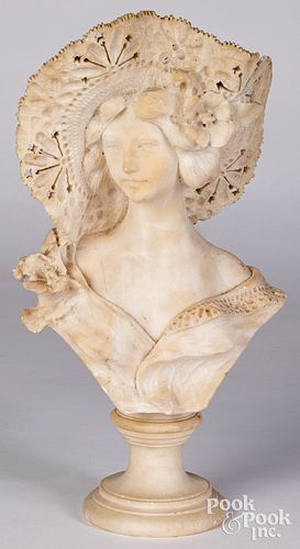 Carved marble bust of a woman, 19th c.