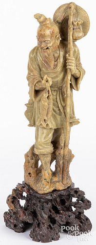 Chinese carved soapstone fisherman
