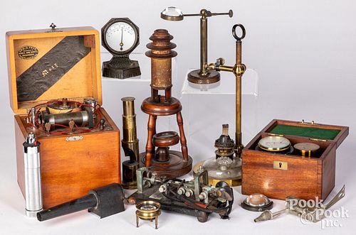 Group of early scientific equipment.