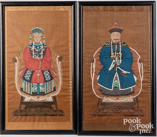 Pair of Chinese ancestral portraits