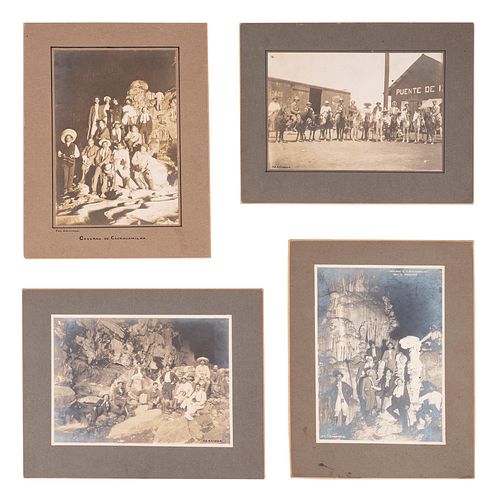 Foto E. Carrasco. Excursión a las Grutas de Cacahuamilpa. México, principios Siglo XX.  Fotografías 11.5 x 17 cm. Mont...