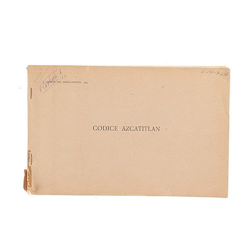 Códice Azcatitlan. Paris: Société des Américanistes, 1949.  XXIX láminas. (21 plegadas).