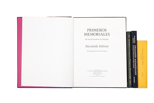 Historia de la Conquista y Memoriales de Fray Bernardino de Sahagún. Ediciones en inglés, años 1993 u 1997. Piezas: 4.