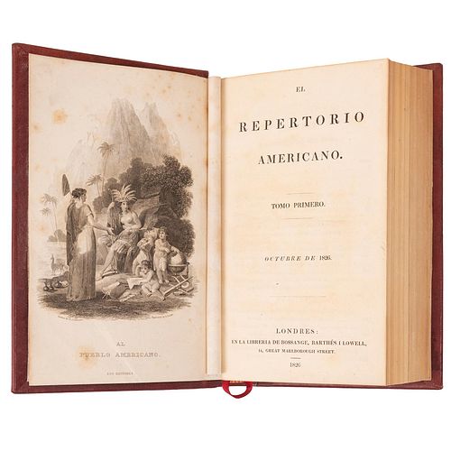 El Repertorio Americano. Londres: Librería de Bossange, Barthes I Lowell, 1826 - 1827. Tomos I - II. En un volumen.