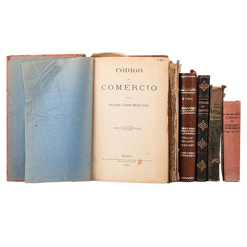Colección de Códigos, Derecho y Tratados de Comercio. México: 1854 - 1906. Piezas: 6.