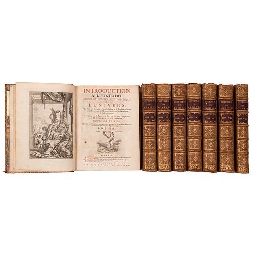 Pufferndorf, Samuel. Introduction à l’histoire Moderne, Générale et Politique de l’Universe. Paris, 1753-59. Tomos I-VIII. Piezas: 8