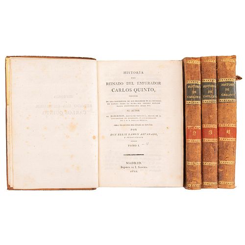 Robertson, Mr. Historia del Reinado del Emperador Carlos Quinto. Madrid: Imprenta de I. Sancha, 1821.  8o. marquilla,...