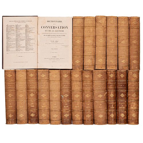 Duckett, W. Dictionnaire de la Conversation et de la Lecture. Paris: Firmin Didot Frères, 1860 - 1864.  4o. marquilla....