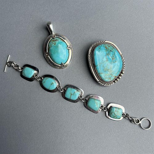 3 Pieces Sterling Silver with Turquoise 