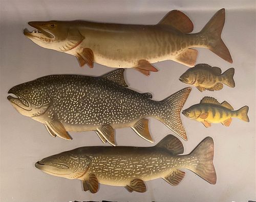 Five Vintage Decorative Fish Signs
