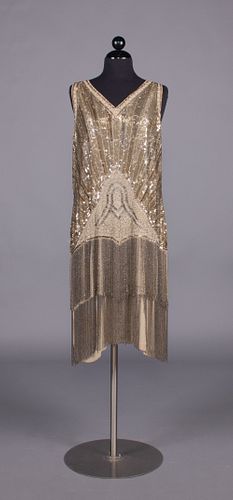 DRAMATIC BEADED & SEQUINED FLAPPER DRESS, 1920s