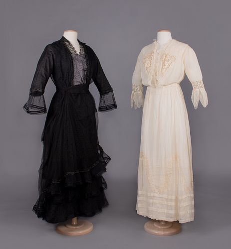 TWO NET DAY DRESSES, 1910s