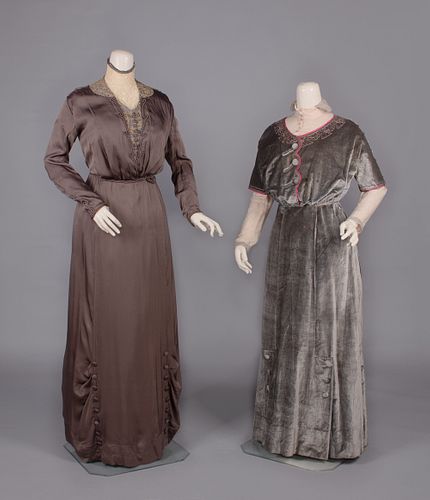 TWO SILK DAY DRESSES, 1910s