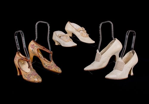 THREE PAIR DAY OR EVENING SHOES, 1890-1920s