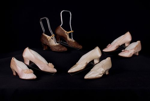 FOUR PAIRS OF EVENING & WEDDING SHOES, AMERICA, 1910-1920s