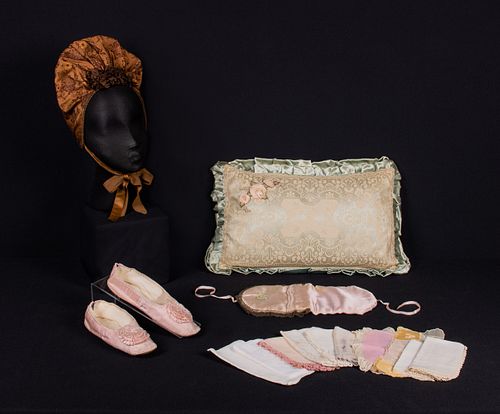 GROUP OF SILK ACCESSORIES, 1840-1920s