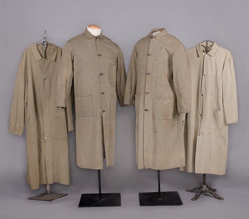 FOUR WORKMANâ€™S COVERALL COATS, 1940s