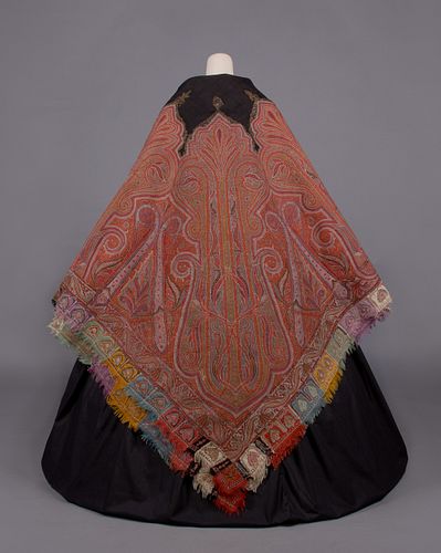 WOVEN & EMBROIDERED SHAWL, KASHMIR, 1850s