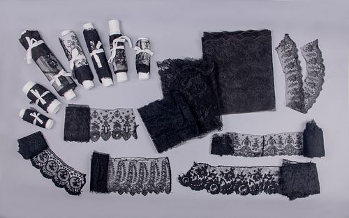 GENEROUS LOT HAND & MACHINE MADE LACE, 1840-1870s