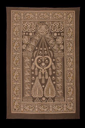 TAMBOUR EMBROIDERED PRAYER WALL HANGING, PERSIA, EARLY 20TH C